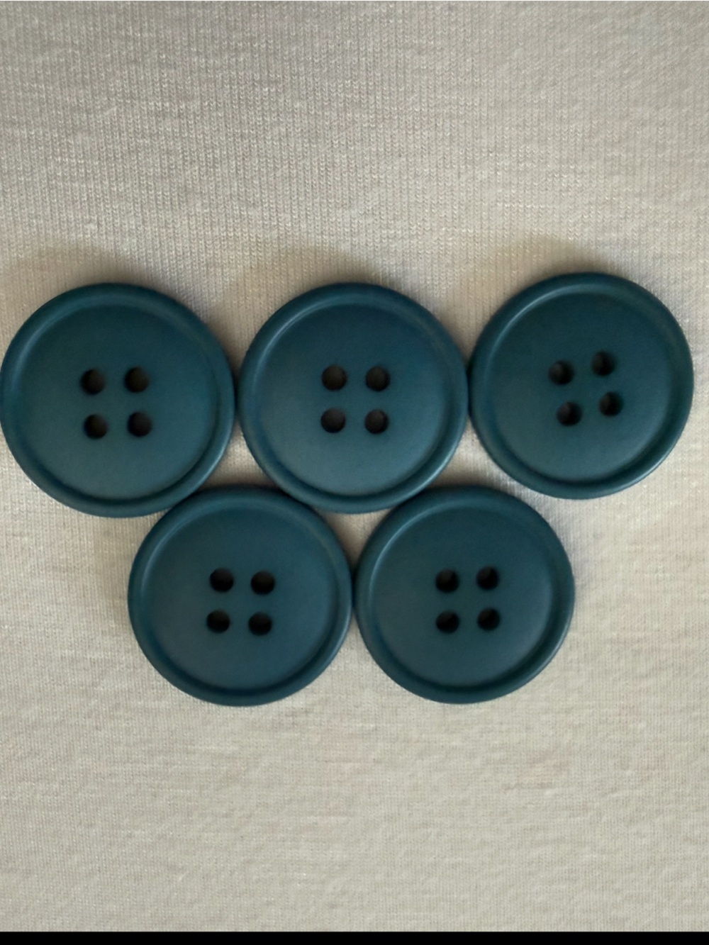 EUVC 1 Inch Matte Plastic Dark Teal Four-Hole Buttons - Pack of 5